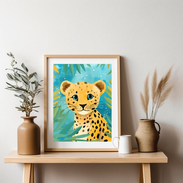 Bébé mignon Cheetah avec Bleu Eyes Poster (Créateur téléchargé)