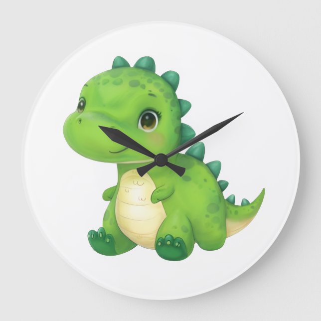 Bébé mignon Dinosaur Horloge murale pour la salle  (Recto)