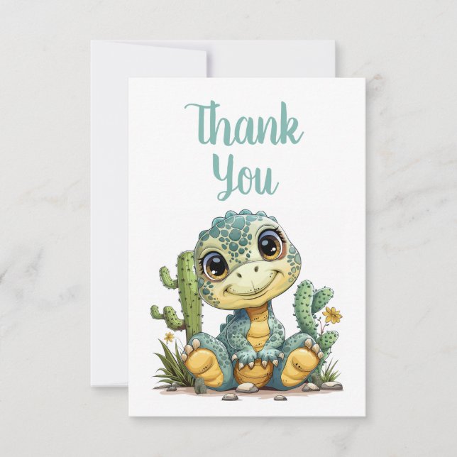Bébé mignon Dinosaure Merci Notes blanches à l'int (Devant)