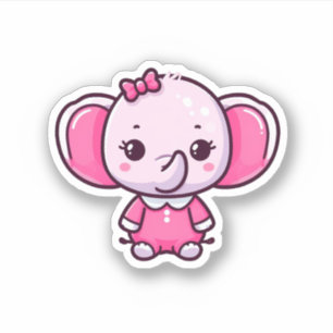 Bébé mignon Eléphant rose Coupe Sticker en vinyle 