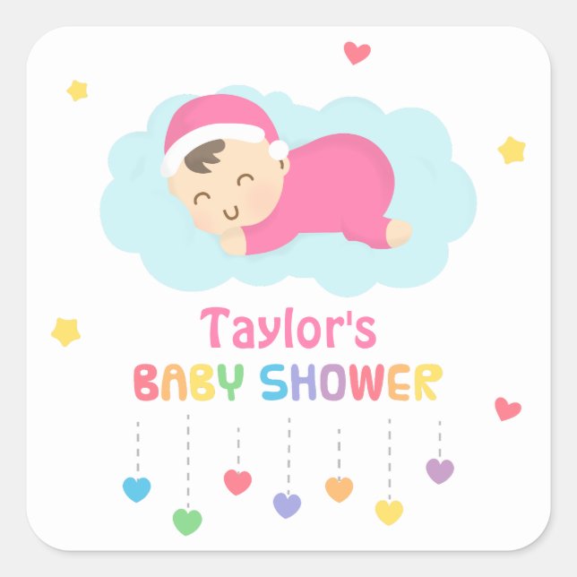 Bébé mignon fille Douche Étiquettes de la fête (Devant)