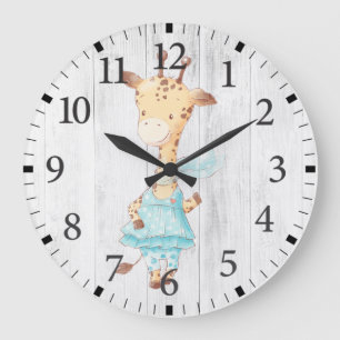 Bébé mignon fille Giraffe Horloge murale