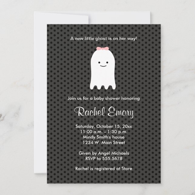 Bébé mignon Fille Halloween Shower Invitations (Devant)