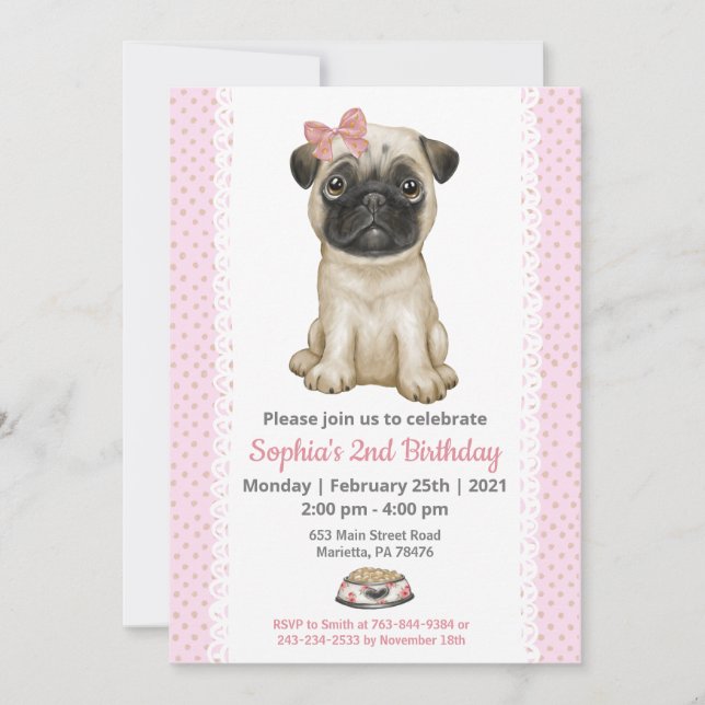 Bébé mignon fille rose Invitation (Devant)