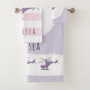 Bébé mignon fille violet hélicoptère et nom