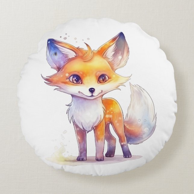 Bébé mignon Fox Coussin ronde (Devant)