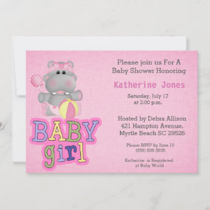 Bébé mignon Hippo Baby shower Invitation