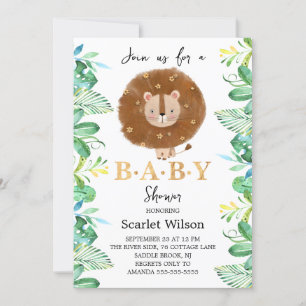 Bébé mignon Lion King Baby shower Invitation