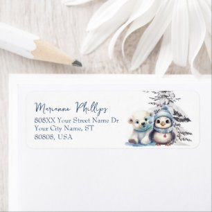 Bébé mignon pingouin et ours polaire petit hiver