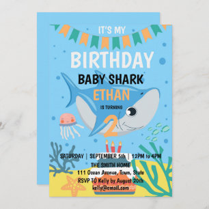 Bébé mignon requin Anniversaire Fête Invitation