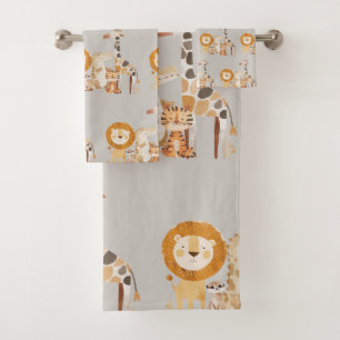 Bébé mignon Safari Animaux sur Smokey Beige