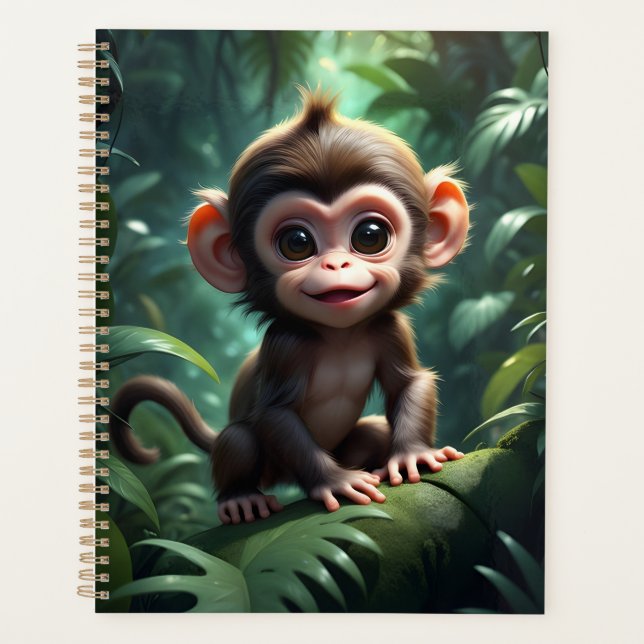 Bébé mignon singe en forêt illustration (Devant)