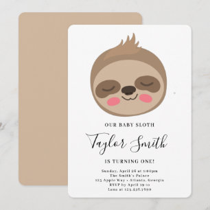 Bébé mignon Sloth Anniversaire Fête Invitation
