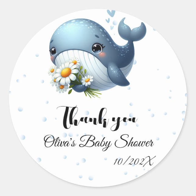 Bébé mignon Sticker Baby shower baleine (Devant)
