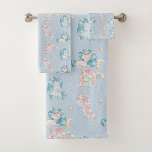 Bébé mignon Unicornes rose bleu Motif Design Enfan (En situation)