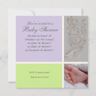 Bébé Modern Swirl n Dot - Baby Girl Shower Invite