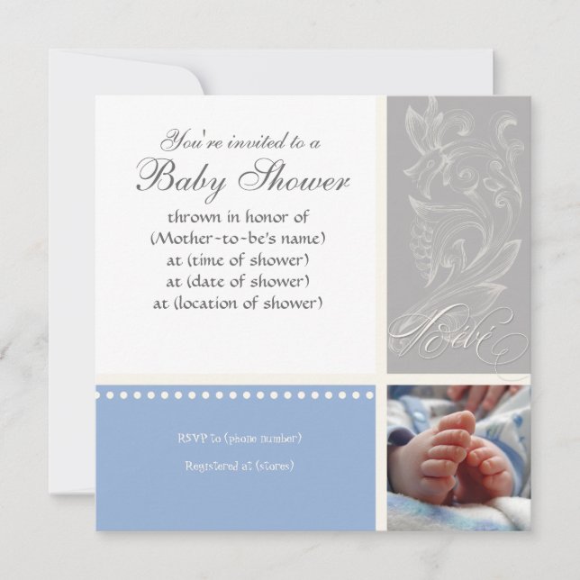 Bébé Modern Swirl n Dot - Invitation de douche pou (Devant)