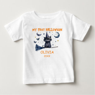 Bébé Mon premier t-shirt chat à l'aquarelle pour Hallow
