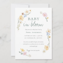 Bébé neutre en fleur baby shower Invitation