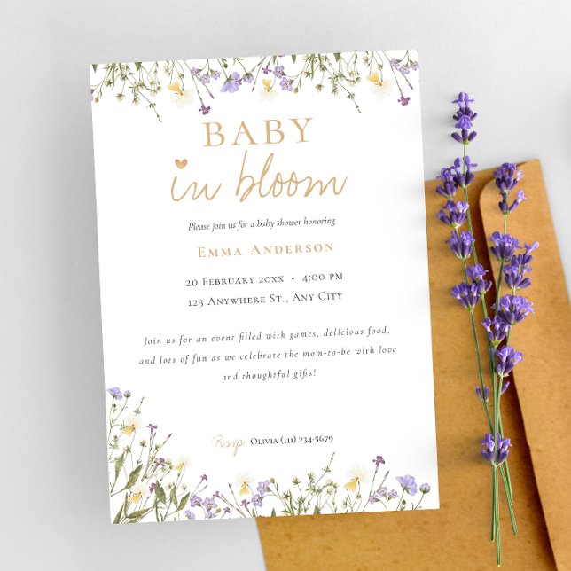 Bébé neutre en fleur baby shower Invitation (Créateur téléchargé)