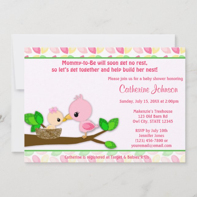 Bébé Nid Bébé Bébé Invitations Douche bébé FAMILLE (Devant)