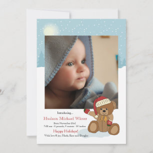 Bébé Noël Ours Faire-part de naissance de vacances