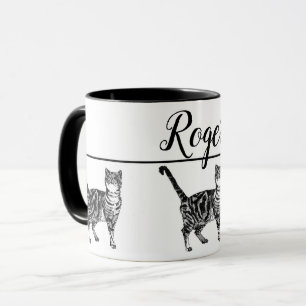 Bébé noir blanc Tabby chat Chats Whimsical Art Mug