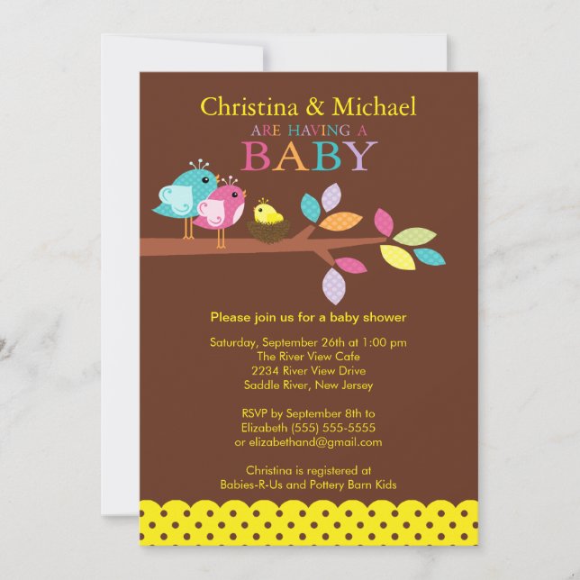 Bébé Oiseau Nestlé Bébé Douche Invitations (Devant)