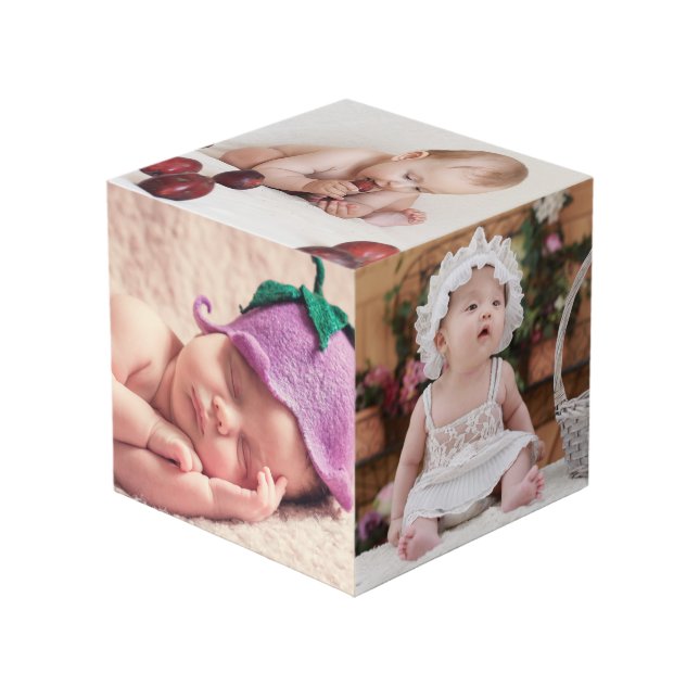 Bébé ou enfants personnalisés de famille 4" cube (Angle devant)