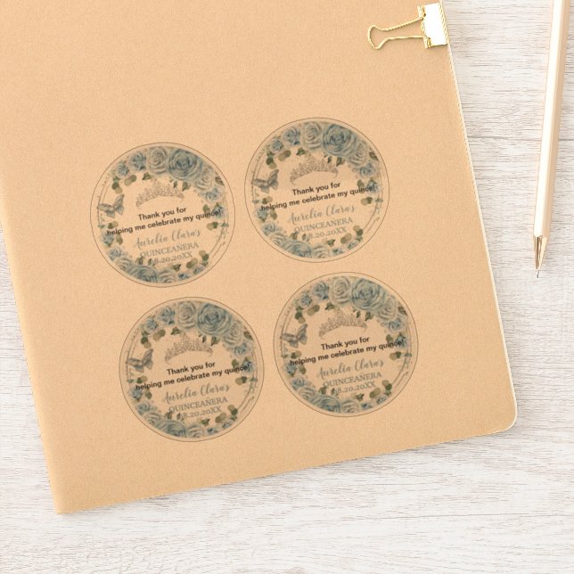 Bébé Papillons Floraux Bleu Stickers Transparent (Carnet)