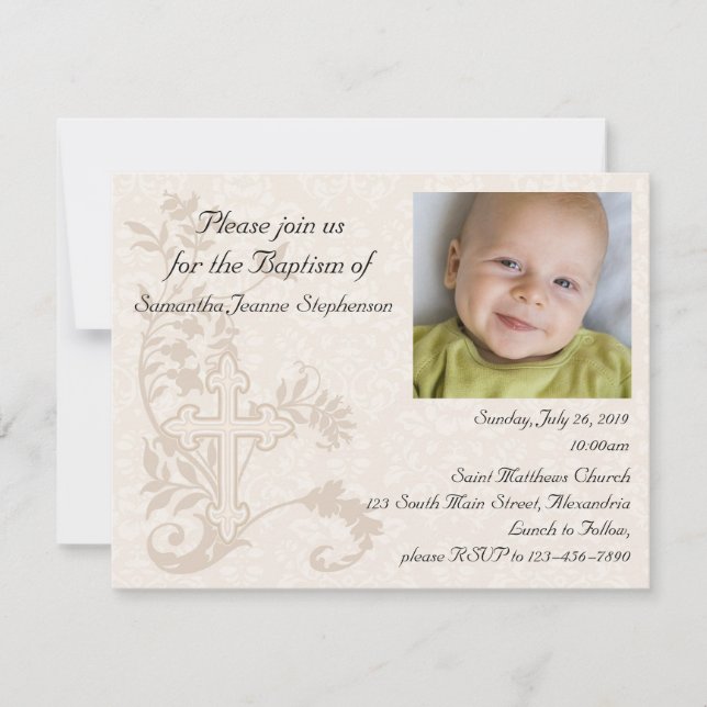 Bébé Photo Baptême Invitation (Devant)