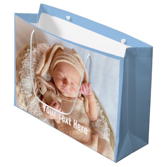 Bébé Photo Bleu Grand sac cadeau (Devant Angle)