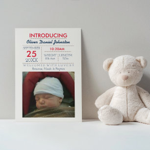 Bébé photo de la Marine Nautical Stripe Faire-part