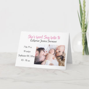 Bébé photo faire-part de naissance moderne rose gr