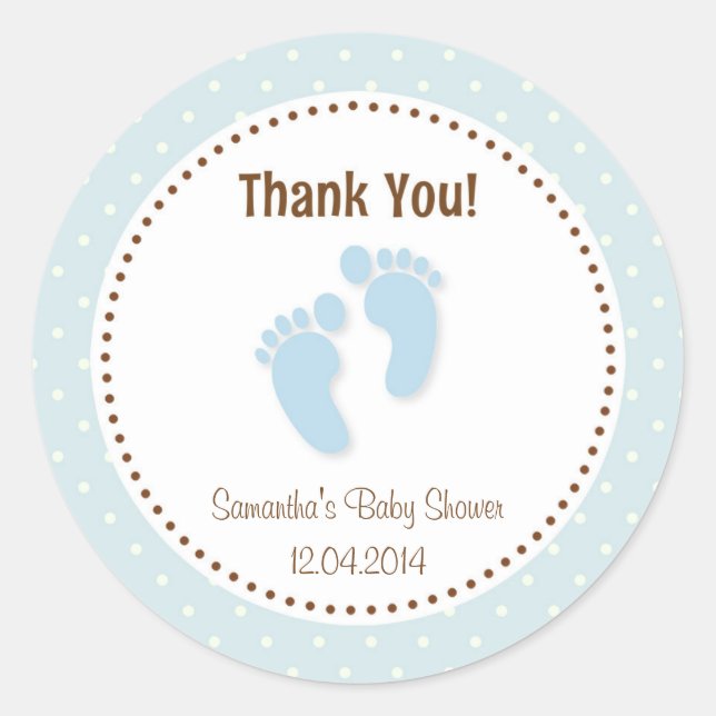 Bébé pieds Baby shower Sticker Pastel Blue (Devant)