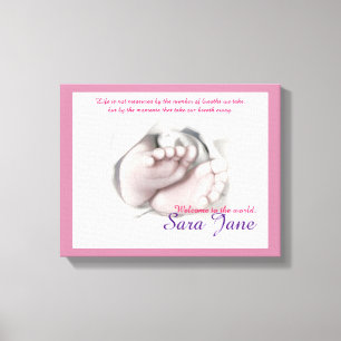 Bébé Pieds dessin artistique "Welcome Baby" toile
