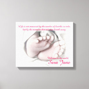 Bébé Pieds dessin artistique "Welcome Baby" toile