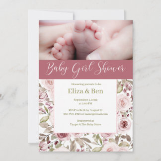 Bébé pieds fille douche Invitation