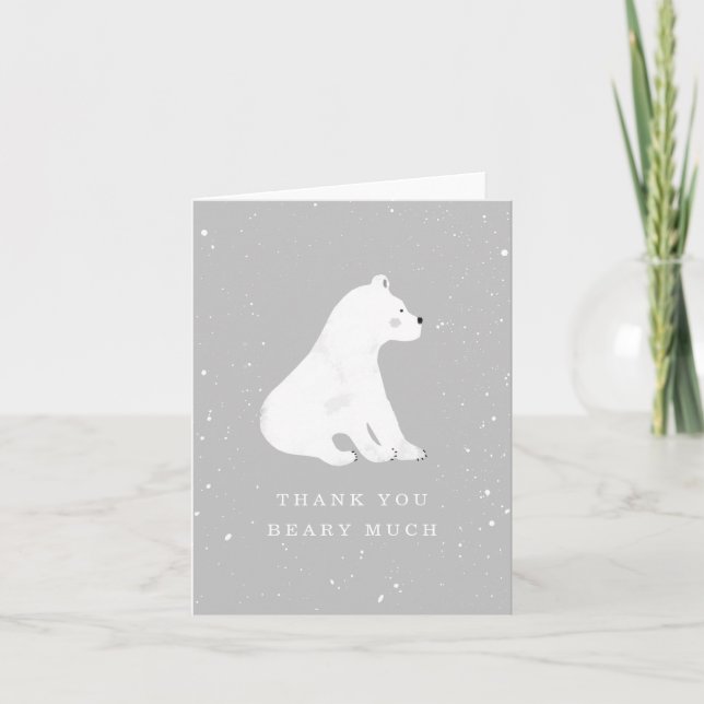Bébé Polar Ours gris Baby shower d'hiver Merci (Devant)
