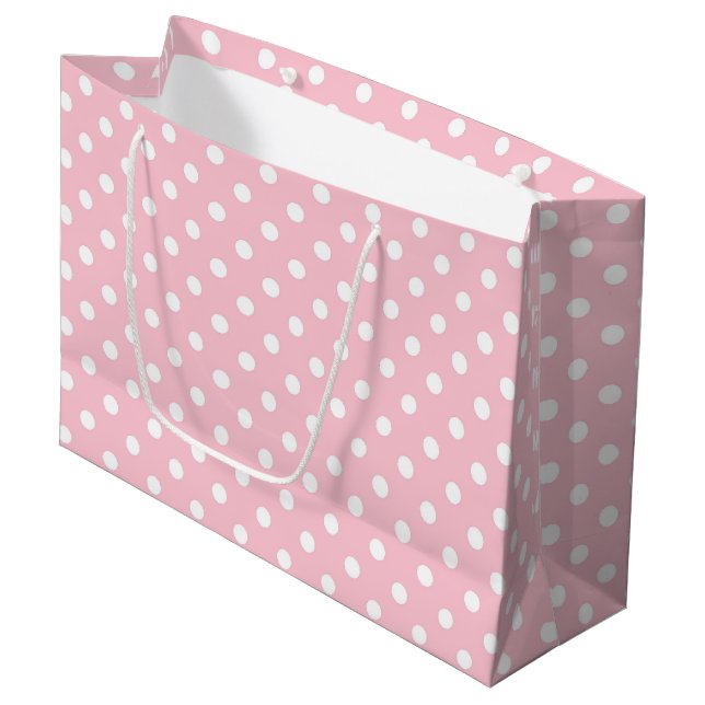 Bébé Polka rose et blanc Pot grand sac cadeau (Devant Angle)