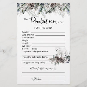Bébé prédictions carte conseil baby shower d'hiver