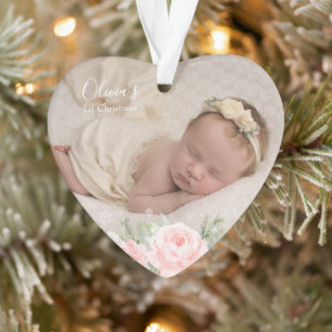 Bébé premier coeur floral de Noël