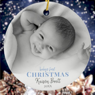 Bébé Premier Noël en céramique ornement photo
