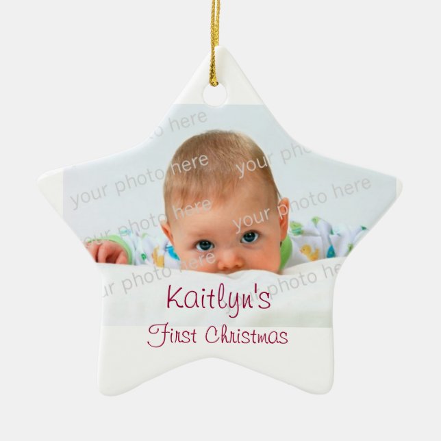 Bébé premier ornement en céramique de Noël (Devant)