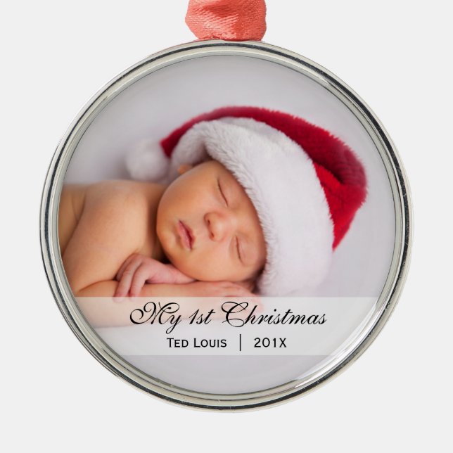 Bébé | Premier ornement photo de Noël (Devant)