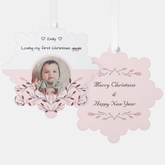 Bébé premier ornement rose de Noël