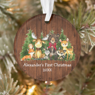 Bébé Première forêt de Noël Animaux Bois Bois Roug