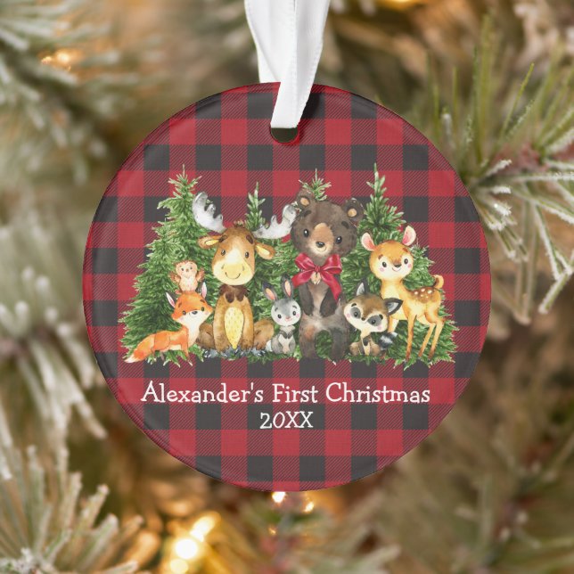 Bébé Première Forêt de Noël Animaux Bow Rouge Plai (Arbre)