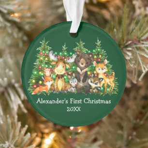 Bébé Première forêt de Noël Animaux Lumières Vert