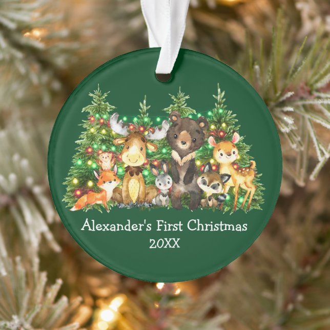 Bébé Première forêt de Noël Animaux Lumières Vert (Arbre)